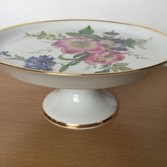 Gloria Fine Porcelain Bavaria Handwork Bayreuth footed candy cake dish pedestal - Picture 1 of 5